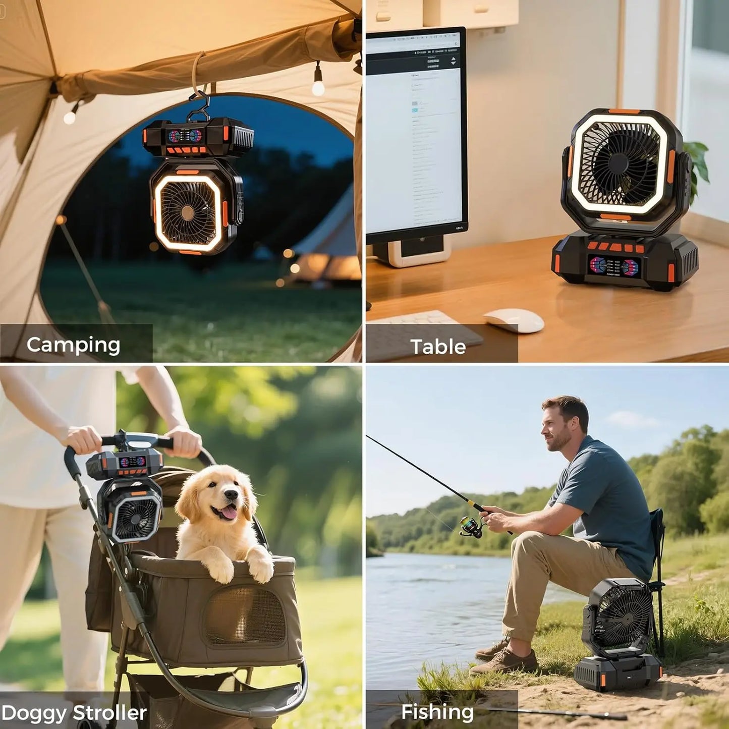 PolarPath Gear USB Rechargeable Fan with LED Light